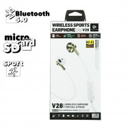Bluetooth гарнитура WK V28 Bluethooth Earphone TF Card стерео вставная спорт, белая Bluetooth гарнитура WK V28 Bluethooth Earphone TF Card стерео вставная спорт, белая